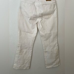 Lauren by Ralph Lauren white denim pants embroidered flare bootcut bell bottom